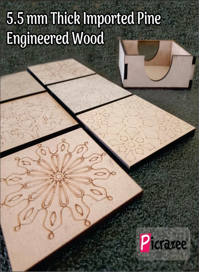 PICRAZEE مجموعة الرسم الخشبية للأطفال من PICRAZEE | مجموعة رسم مربعة الشكل مُجهزة مسبقًا من خشب MDF مع 6 ألوان وفرشتين ولوحة ألوان وحامل | مجموعة أنشطة الرسم والتلوين للمنزل وكهدية - Image 4